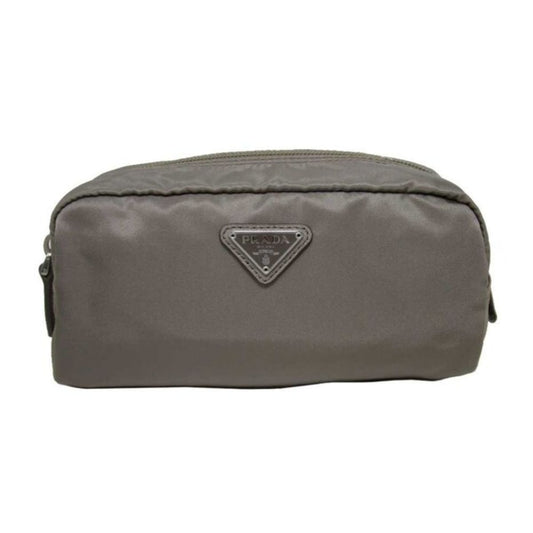 Prada Tessuto Nylon Argilla Grey Cosmetic Case Necessaire Bag 1NA350