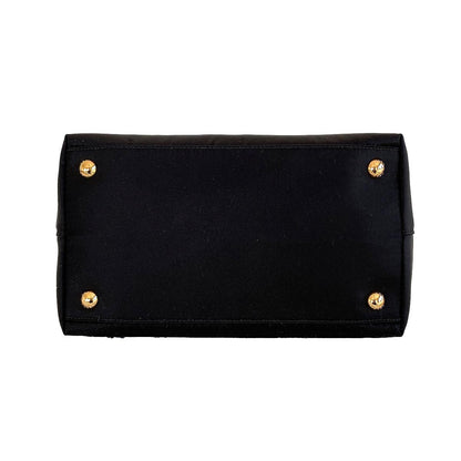 Prada Tessuto Nylon Black Saffiano Leather Trim Small Satchel 1BA275