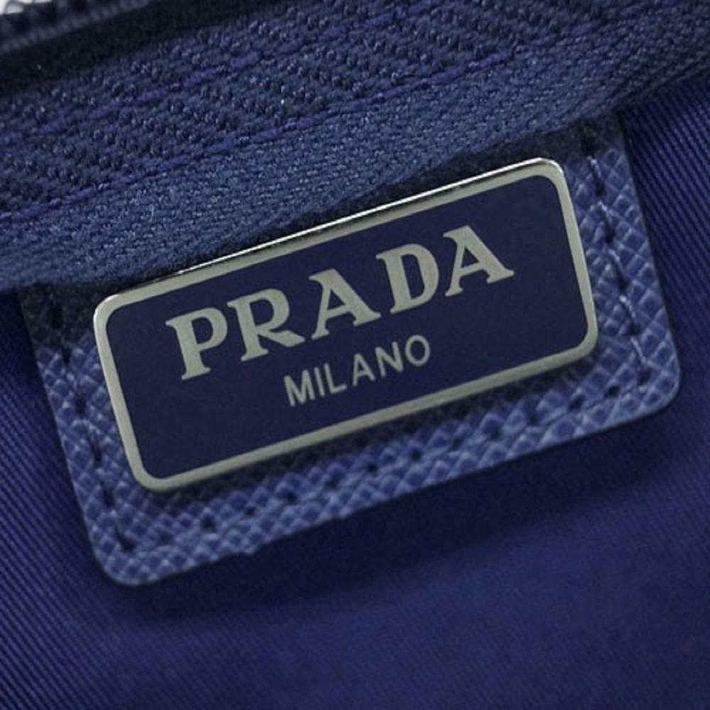 Prada Tessuto Nylon Bluette Blue Triangle Logo Toiletry Case 1NA693