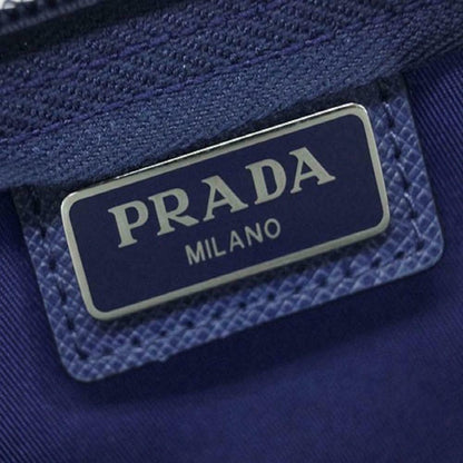 Prada Tessuto Nylon Bluette Blue Triangle Logo Toiletry Case 1NA693