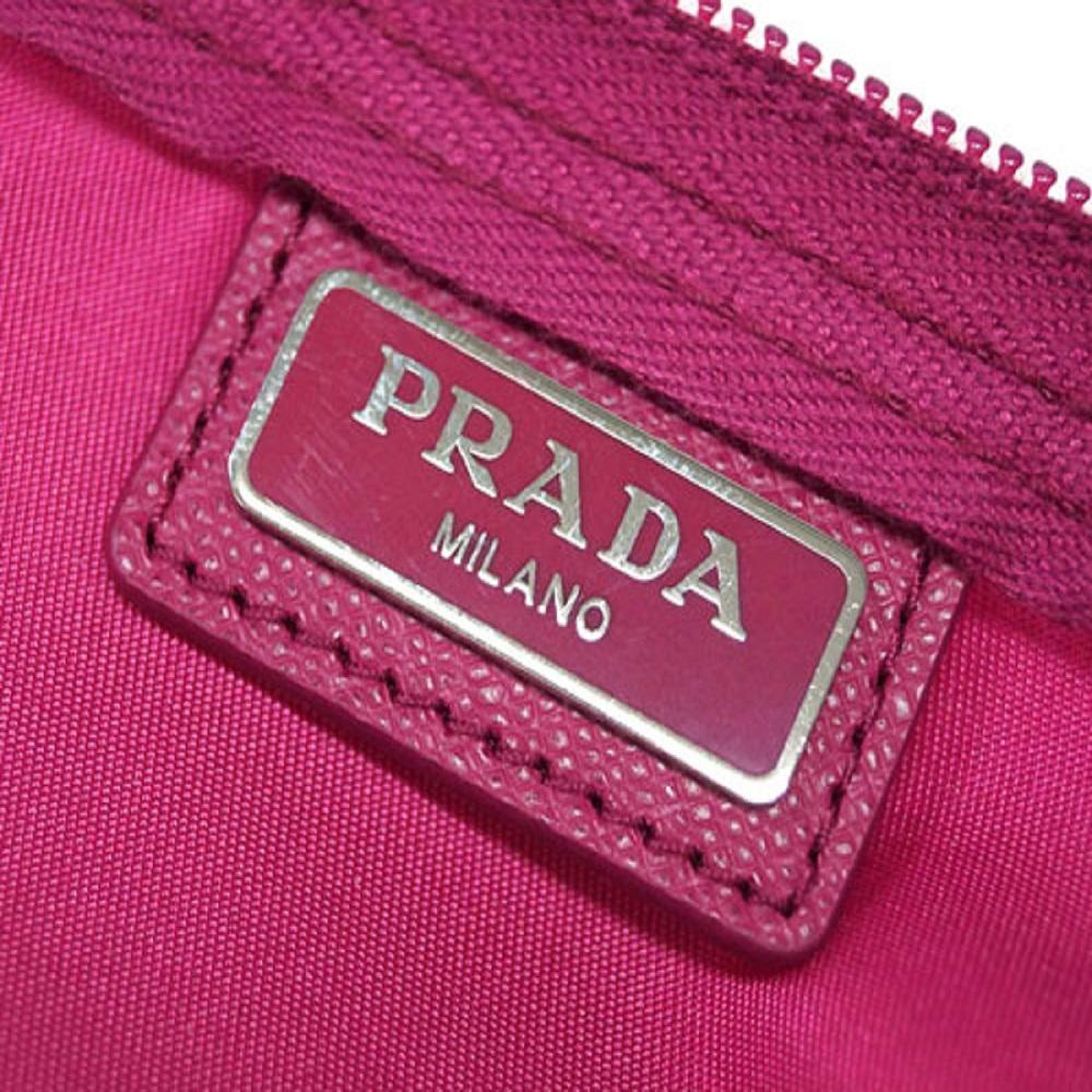 Prada Tessuto Nylon Fuxia Pink Large Cosmetic Case Necessaire Bag 1NA012