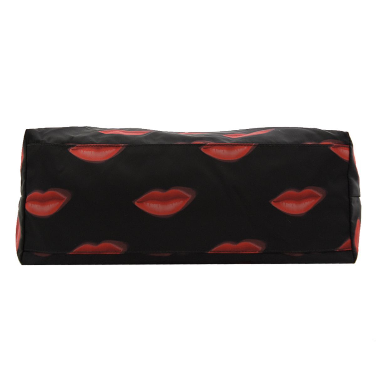 Prada Tessuto Nylon Red Lips Black Shopping Tote 1BY300
