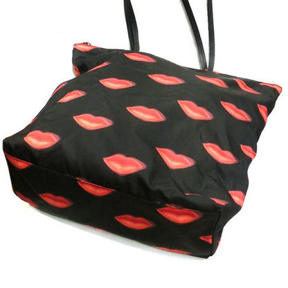 Prada Tessuto Nylon Red Lips Black Shopping Tote 1BY300