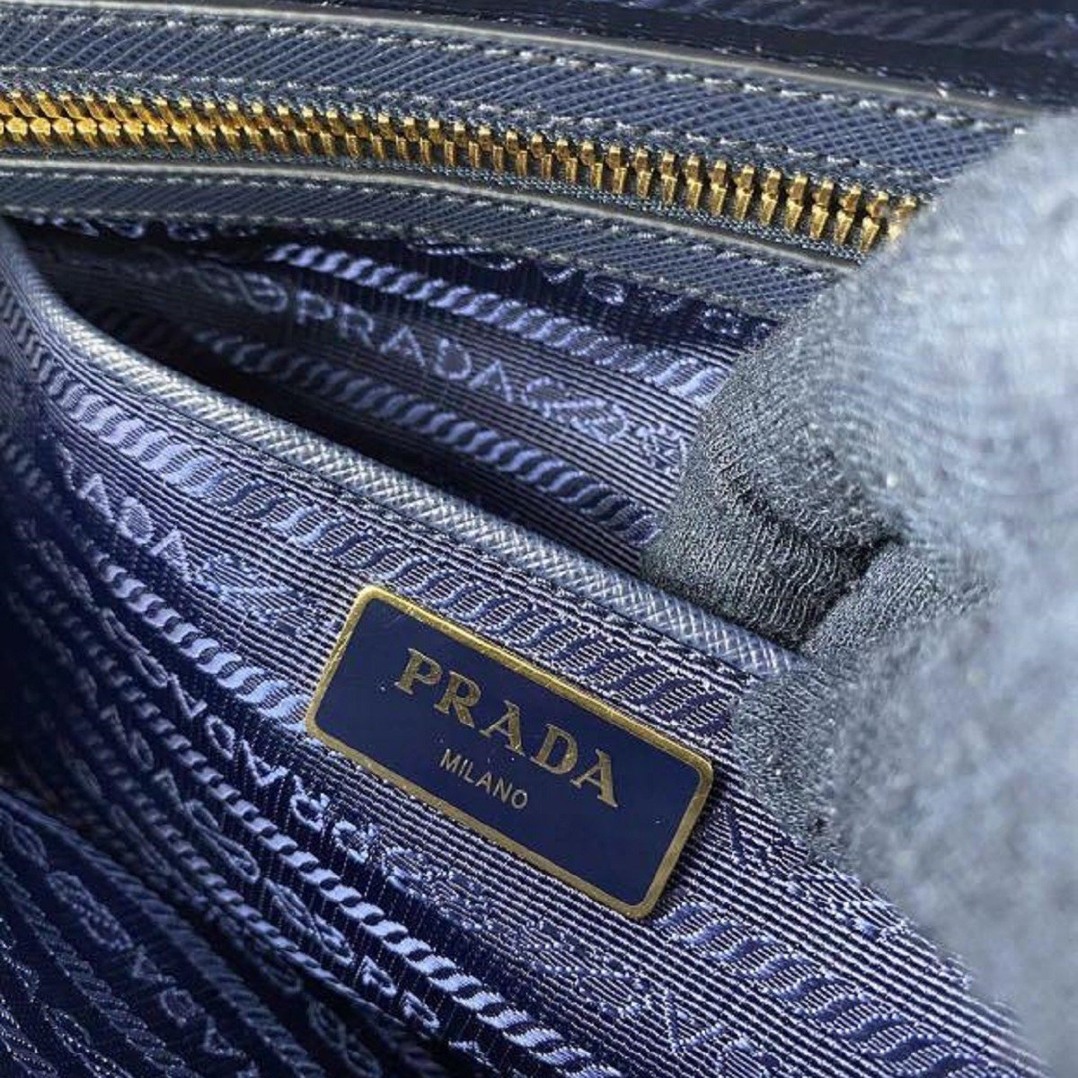 Prada Tessuto Nylon Saffiano Baltico Blue Convertible Satchel 1BB013