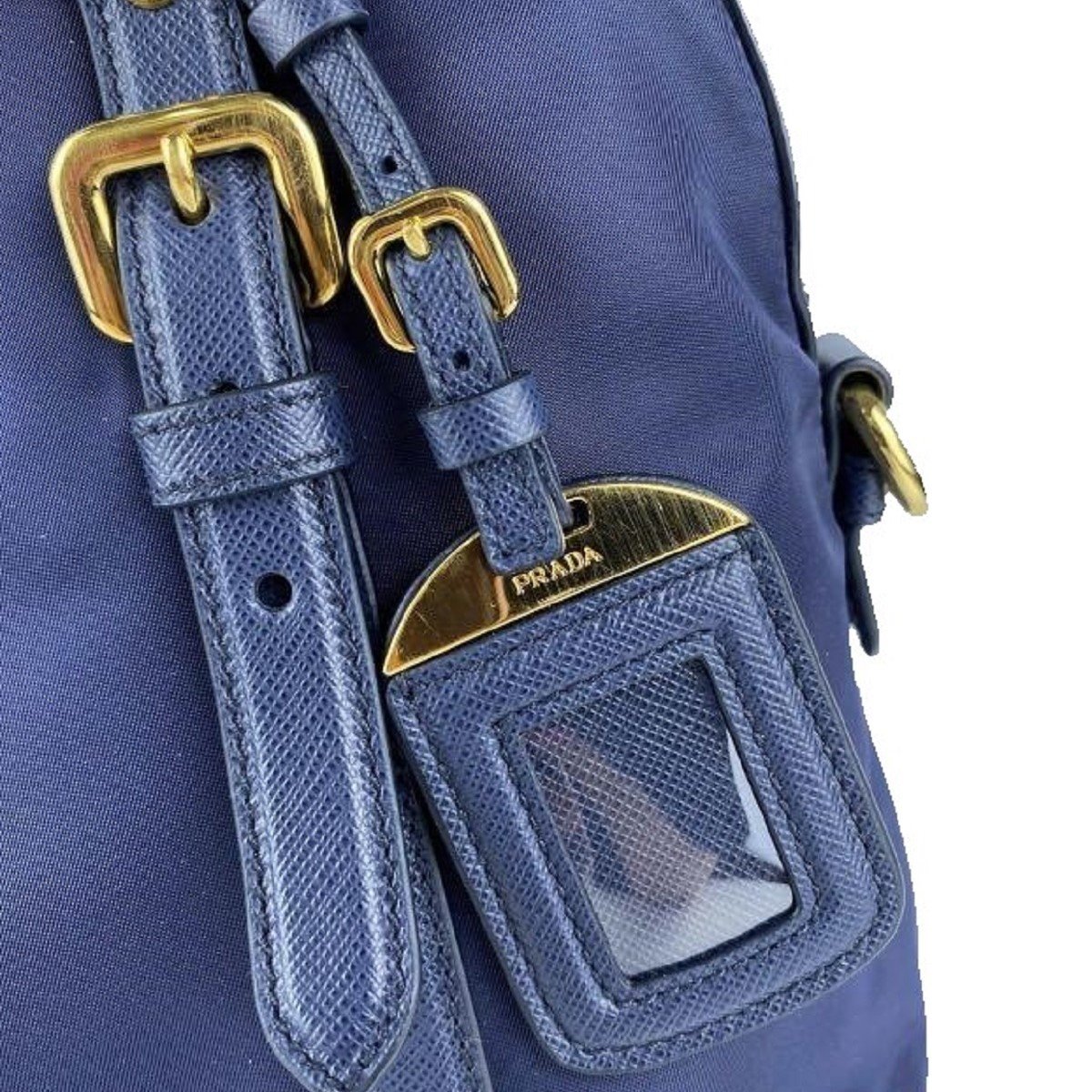 Prada Tessuto Nylon Saffiano Baltico Blue Convertible Satchel 1BB013
