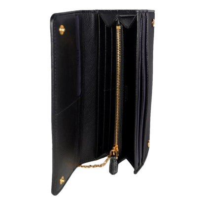 Prada Triangle Logo Tessuto Re-Nylon Black Continental Large Flap Wallet