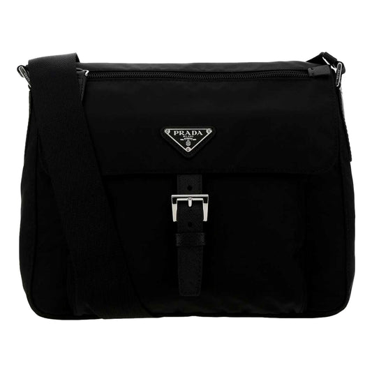 Prada Re Edition Nylon Tessuto Saffiano Leather Black Messenger Bag