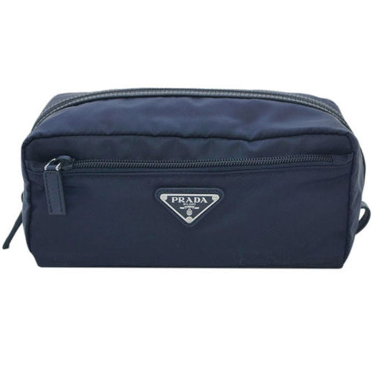 Prada Tessuto Nylon Mens Necessaire Toiletry Travel Bag Blue 2NA028