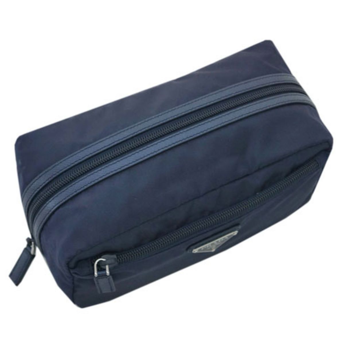 Prada Tessuto Nylon Mens Necessaire Toiletry Travel Bag Blue 2NA028
