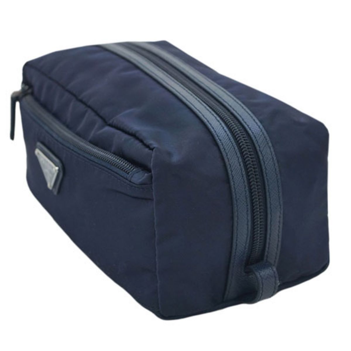 Prada Tessuto Nylon Mens Necessaire Toiletry Travel Bag Blue 2NA028