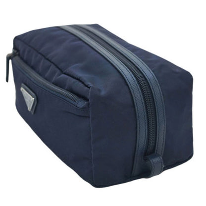 Prada Tessuto Nylon Mens Necessaire Toiletry Travel Bag Blue 2NA028