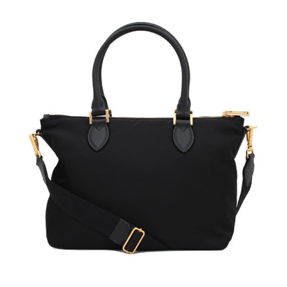 Prada Tessuto Nylon Saffiano Leather Trim Black Small Satchel
