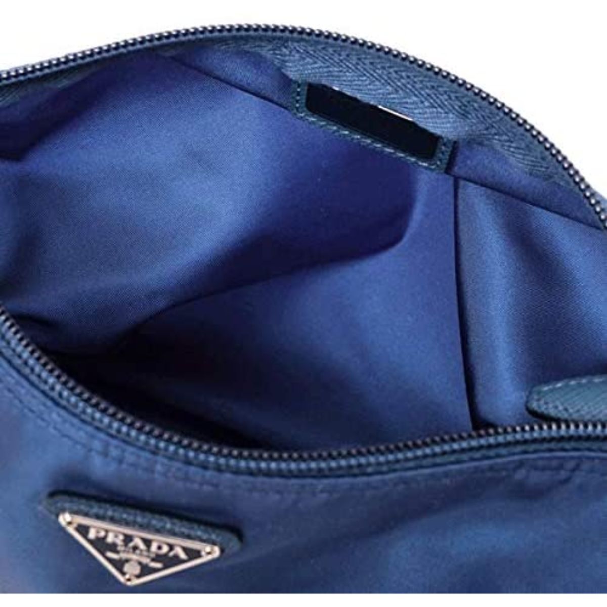Prada Tessuto Nylon Triangle Logo Large Toiletry Case Bluette Blue 1NA012