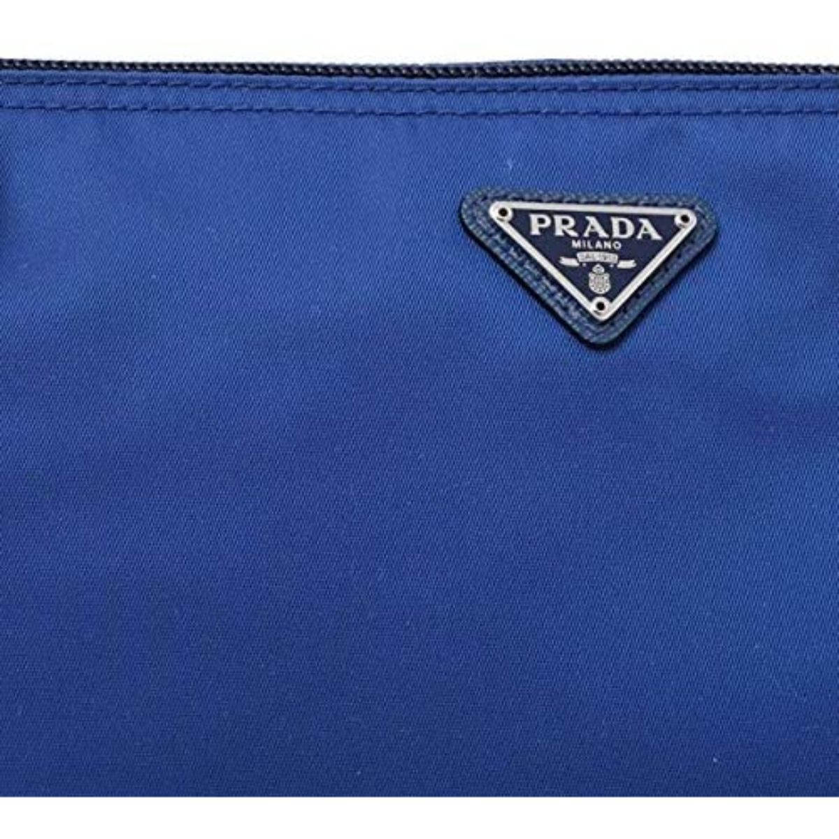 Prada Tessuto Nylon Triangle Logo Large Toiletry Case Bluette Blue 1NA012