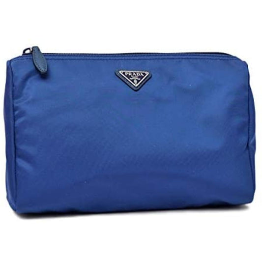 Prada Tessuto Nylon Triangle Logo Large Toiletry Case Bluette Blue 1NA012