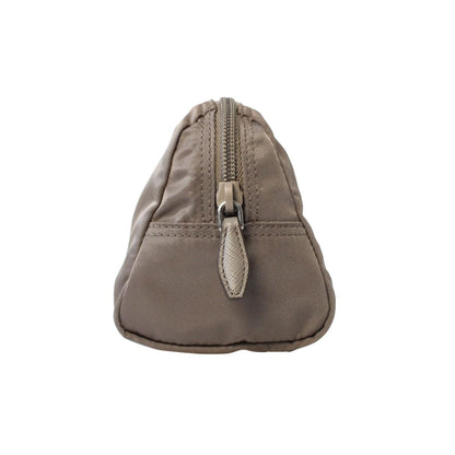 Prada Tessuto Nylon Triangle Logo Large Toiletry Case Argilla Grey 1NA693