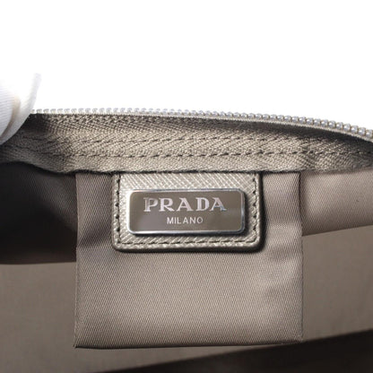 Prada Tessuto Nylon Triangle Logo Large Toiletry Case Argilla Grey 1NA693