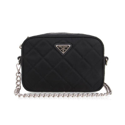 Prada Tessuto Small Nero Black Quilted Nylon Crossbody  Shoulder Bag 1BH028