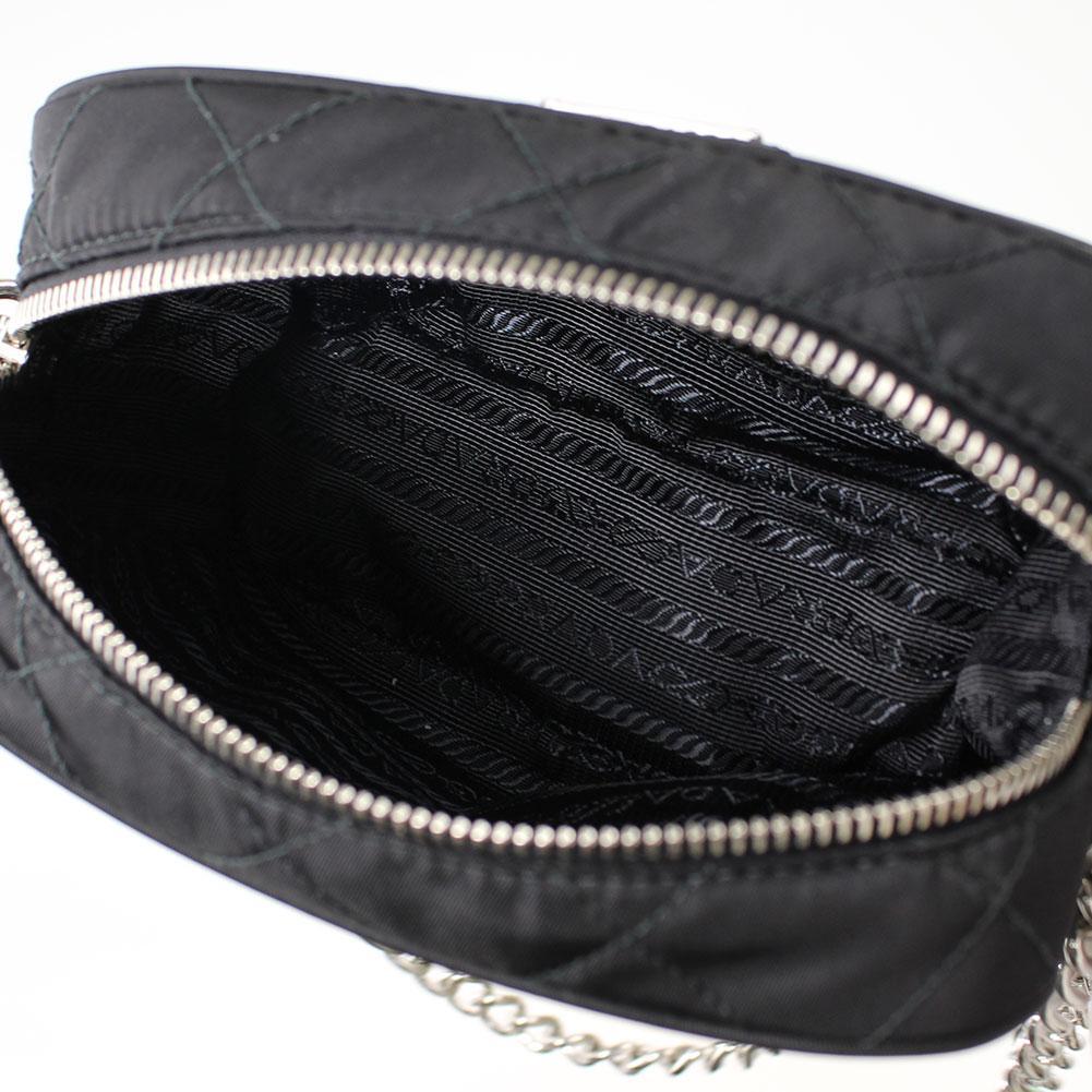 Prada Tessuto Small Nero Black Quilted Nylon Crossbody  Shoulder Bag 1BH028