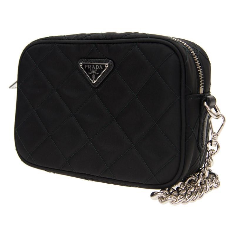Prada Tessuto Small Nero Black Quilted Nylon Crossbody  Shoulder Bag 1BH028