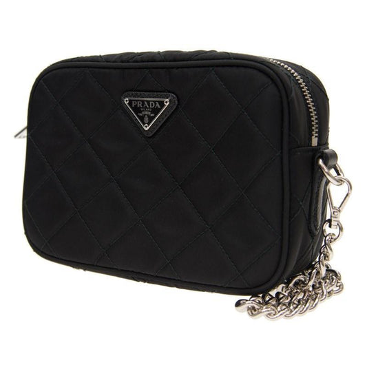 Prada Tessuto Small Nero Black Quilted Nylon Crossbody  Shoulder Bag 1BH028