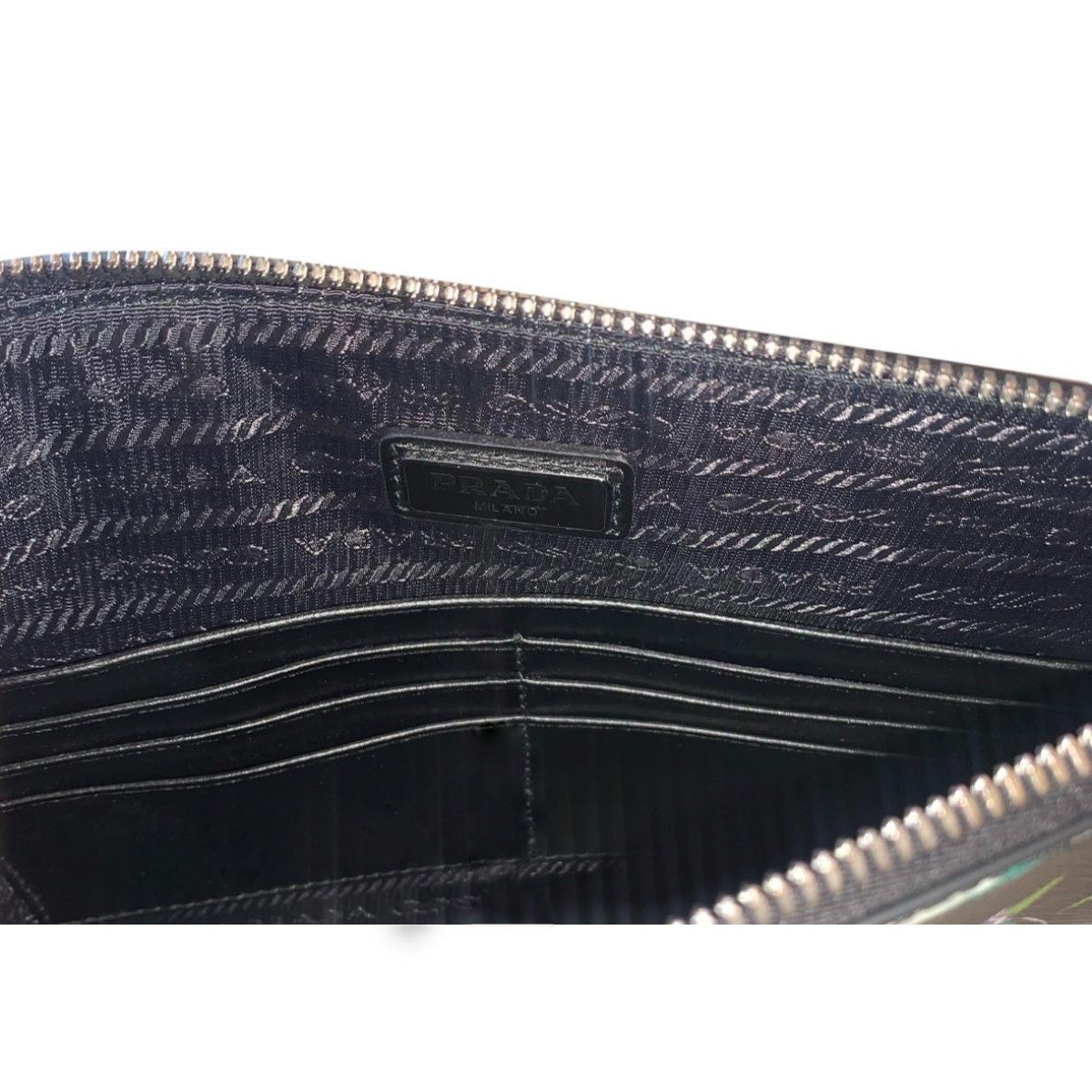 Prada Thunder Frankenstein Black Leather Studded Wristlet Bag