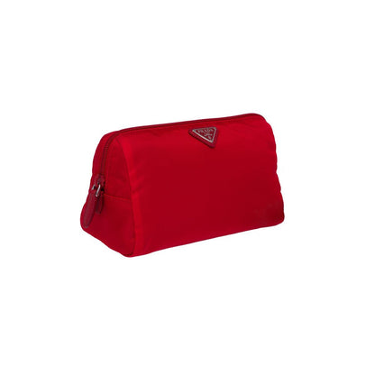 Prada Necessaire Tessuto Nylon Red Triangle Logo Toiletry Case 1NA693