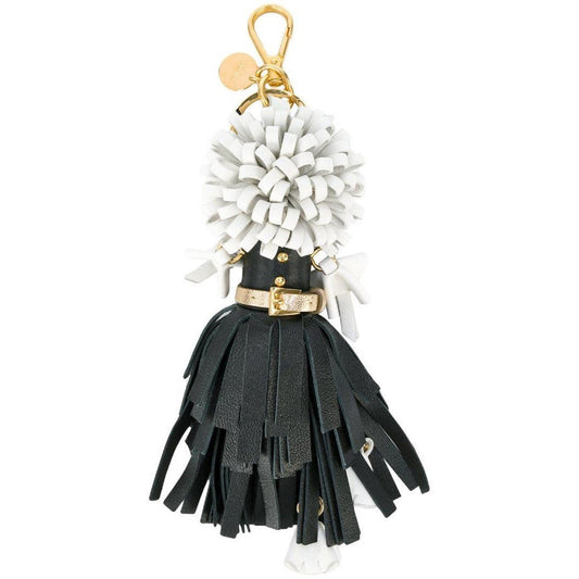 Prada Trick in Pelle Nero Black Dress Wendy Doll Leather Keychain