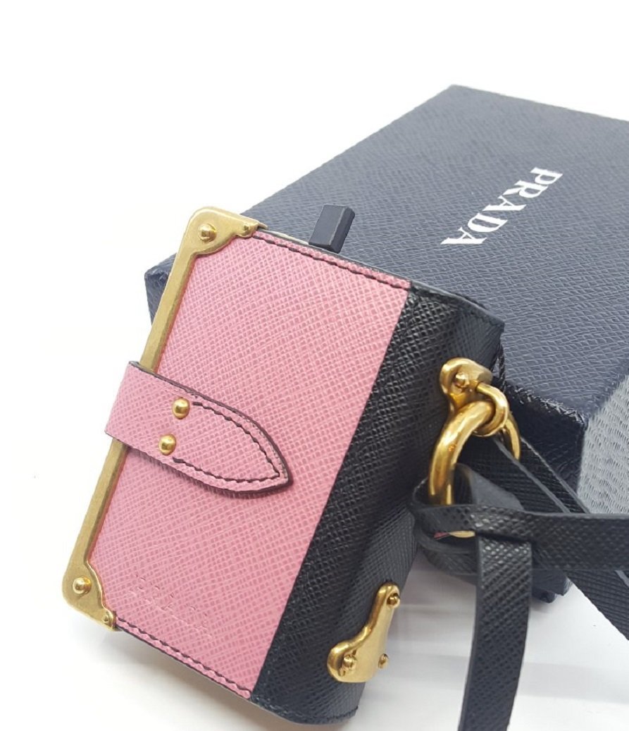 Prada Trick in Pelle Pink Keychain Journal Saffiano Leather