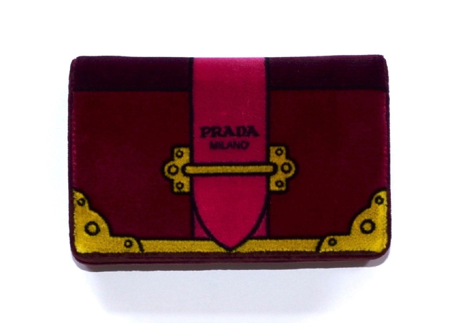 Prada Cahier Velvet Bag Clutch Bag Red Amarena Chain Handbag 1BP011