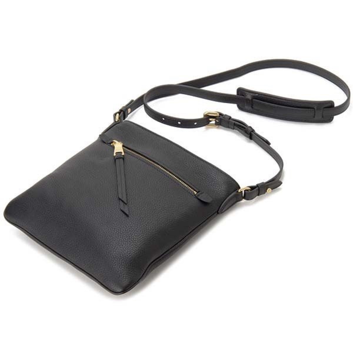 Prada Vitello Daino Leather Black Flat Crossbody Bag 1BH142
