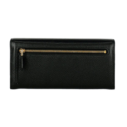 Prada Vitello Grain Black Leather ID Holder Continental Long Wallet