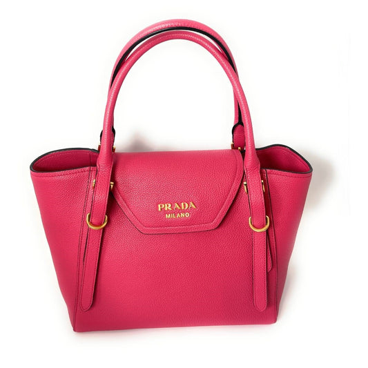 Prada Vitello Grain Magenta Pink Top Handle Crossbody Handbag 1BA270