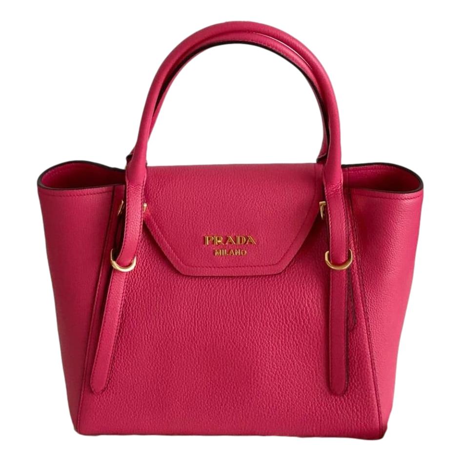 Prada Vitello Grain Magenta Pink Top Handle Crossbody Handbag 1BA270