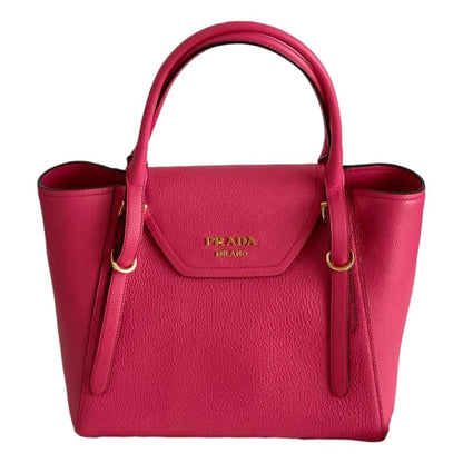 Prada Vitello Grain Magenta Pink Top Handle Crossbody Handbag 1BA270