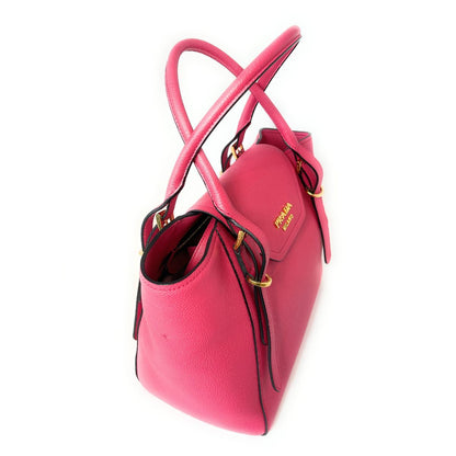 Prada Vitello Grain Magenta Pink Top Handle Crossbody Handbag 1BA270