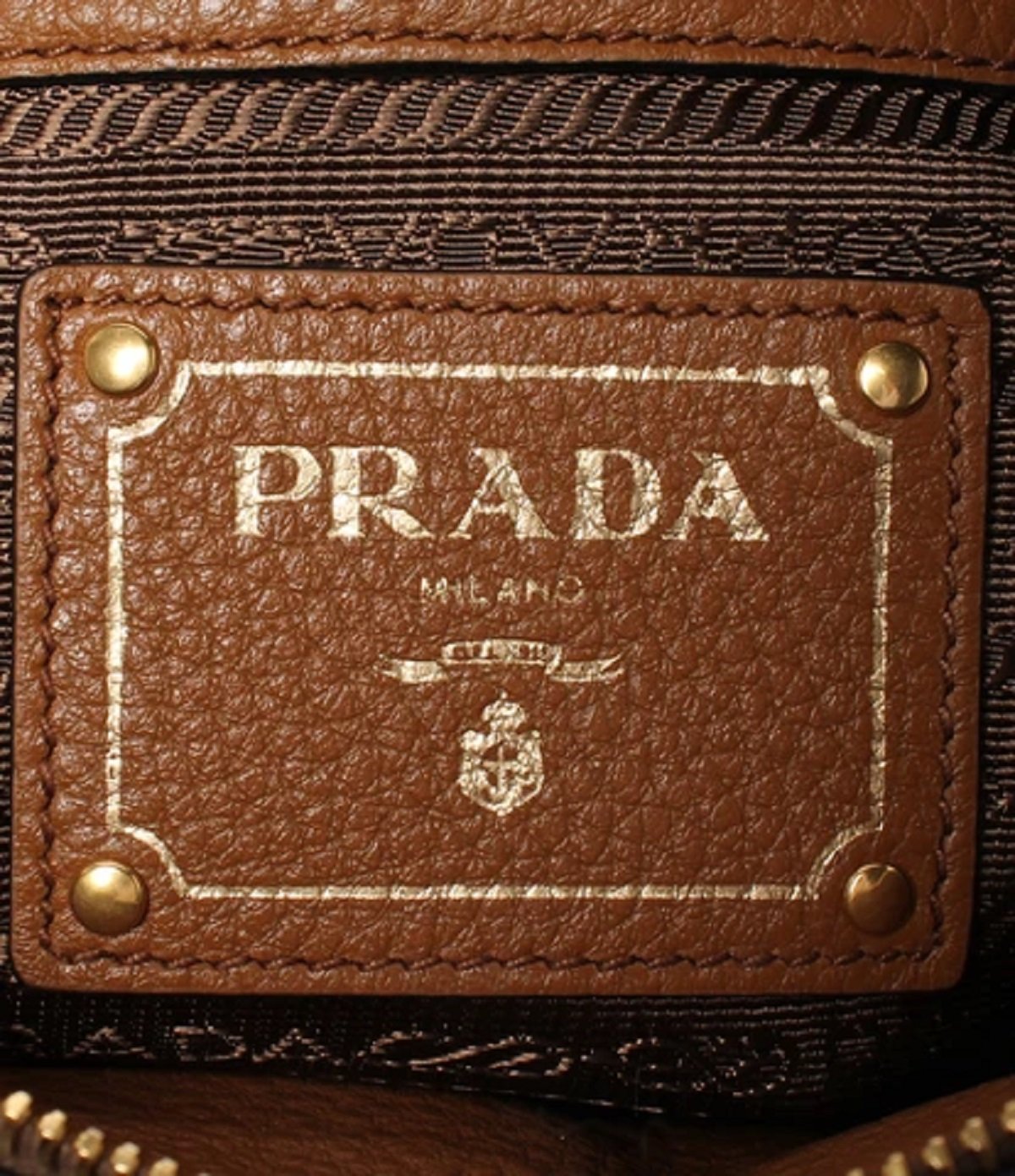 Prada Vitello Leather Cannella Brown Phenix Handbag 1BB023