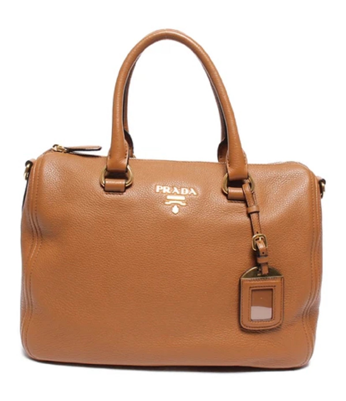 Prada Vitello Leather Cannella Brown Phenix Handbag 1BB023