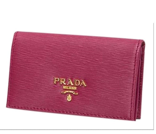 Prada Vitello Move Card Holder Ibisco Pink Leather Pouch Wallet
