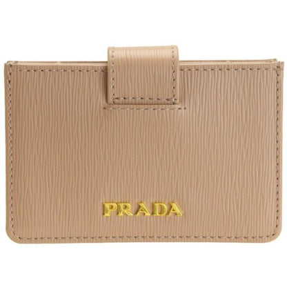 Prada Vitello Move Cipria Beige Accordion Card Case 1MC211