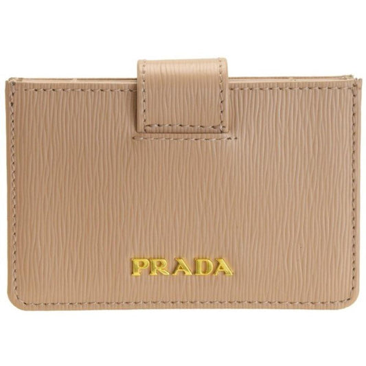 Prada Vitello Move Cipria Beige Accordion Card Case 1MC211