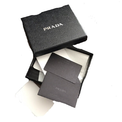 Prada Vitello Move Leather Bluette Blue Coin Purse Bi-fold Bow Wallet 1MH523