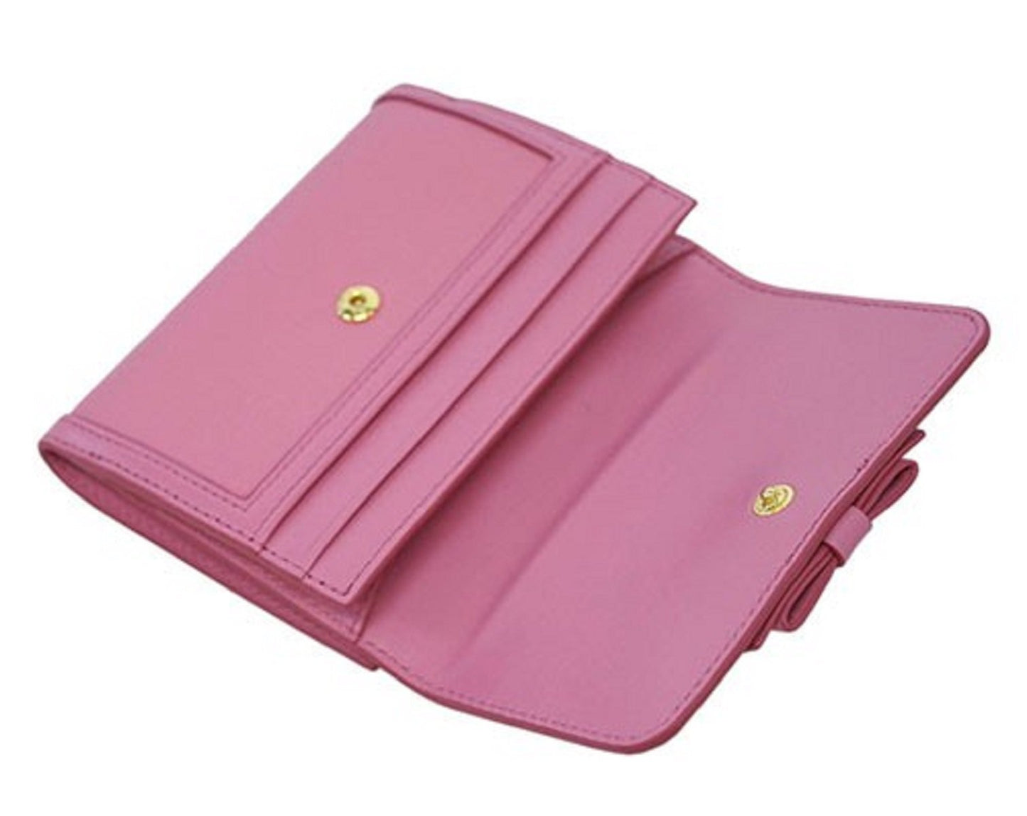 Prada Vitello Move Leather Geranio Pink Coin Purse Bi-fold Bow Wallet 1MH523