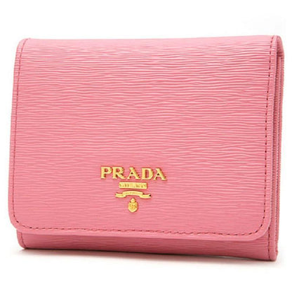 Prada Vitello Move Leather Pink Small Trifold Wallet, Women's 1MH176