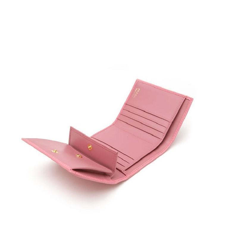 Prada Vitello Move Leather Pink Small Trifold Wallet, Women's 1MH176