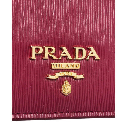Prada Vitello Move Rubino Red Leather Card Holder Wallet 1MC208