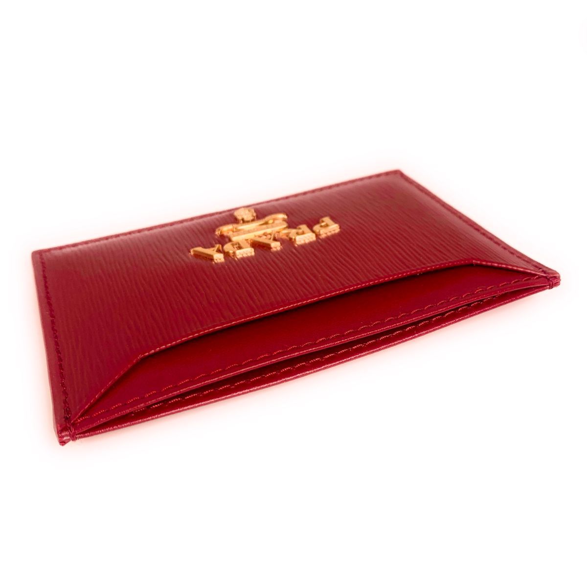 Prada Vitello Move Rubino Red Leather Card Holder Wallet 1MC208