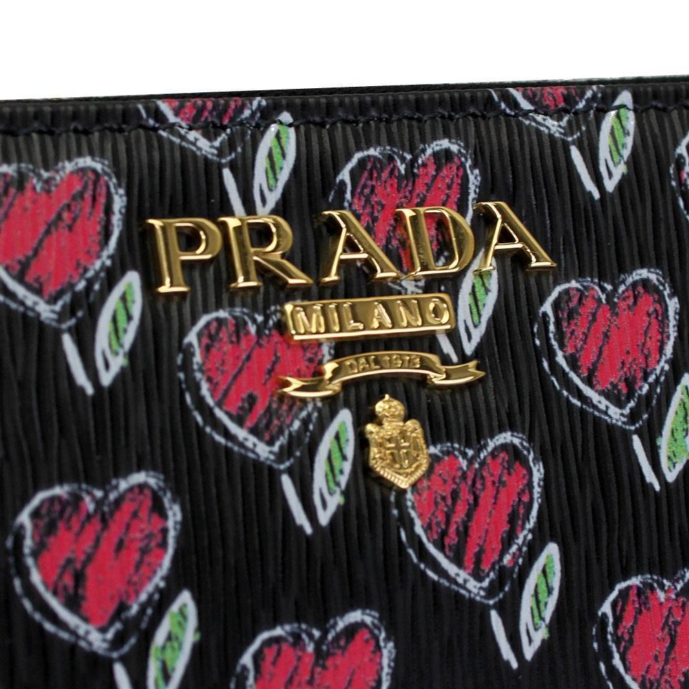 Prada Vitello Move Love Continental Wallet Leather Gold Hardware 1ML506