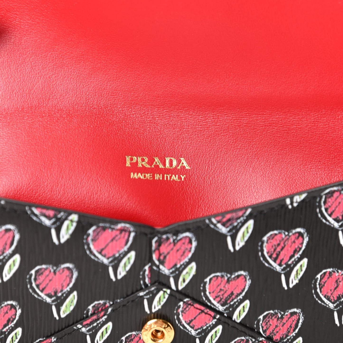 Prada Vitello Move Love Long Envelope Wallet Leather Gold Hardware 1MF175