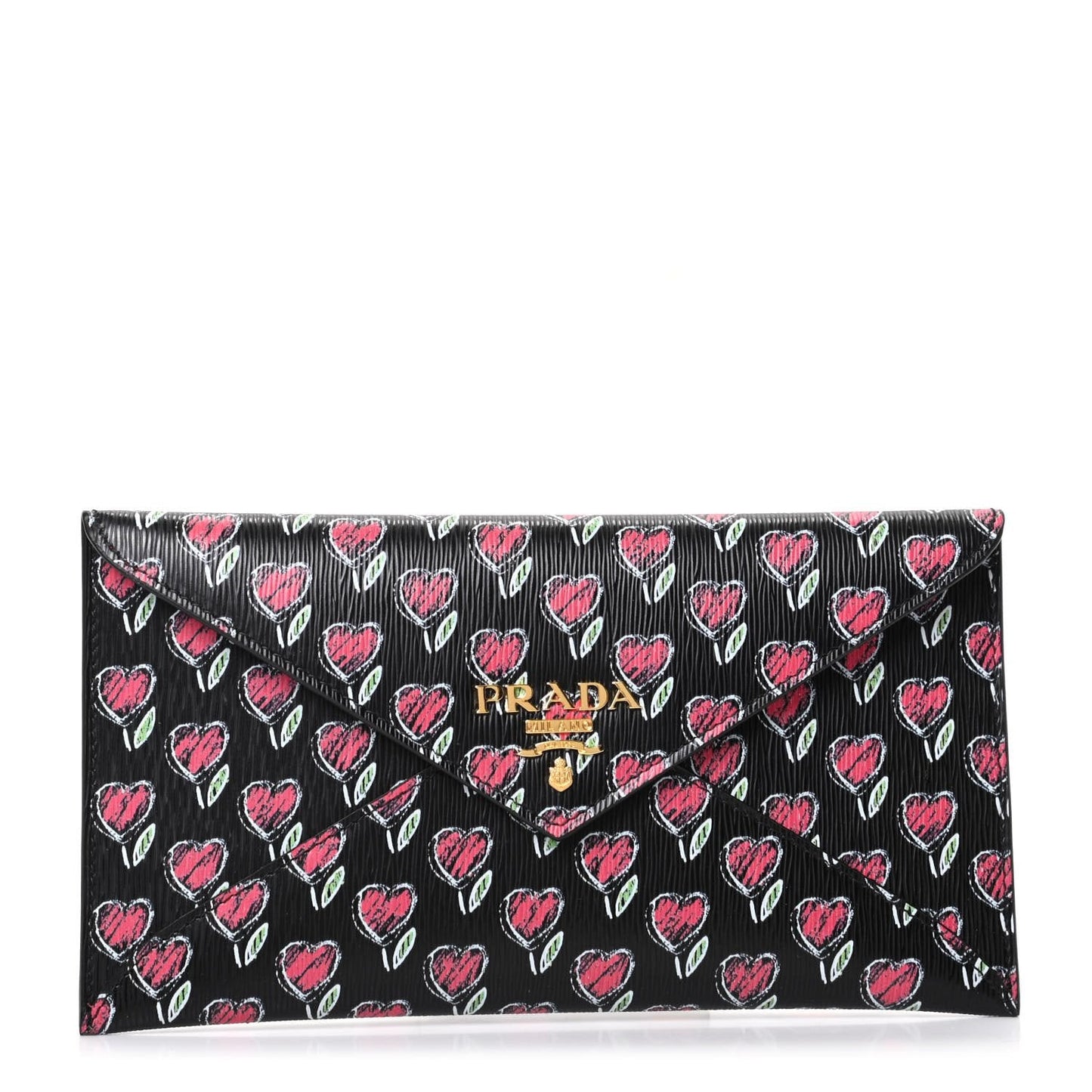 Prada Vitello Move Love Long Envelope Wallet Leather Gold Hardware 1MF175